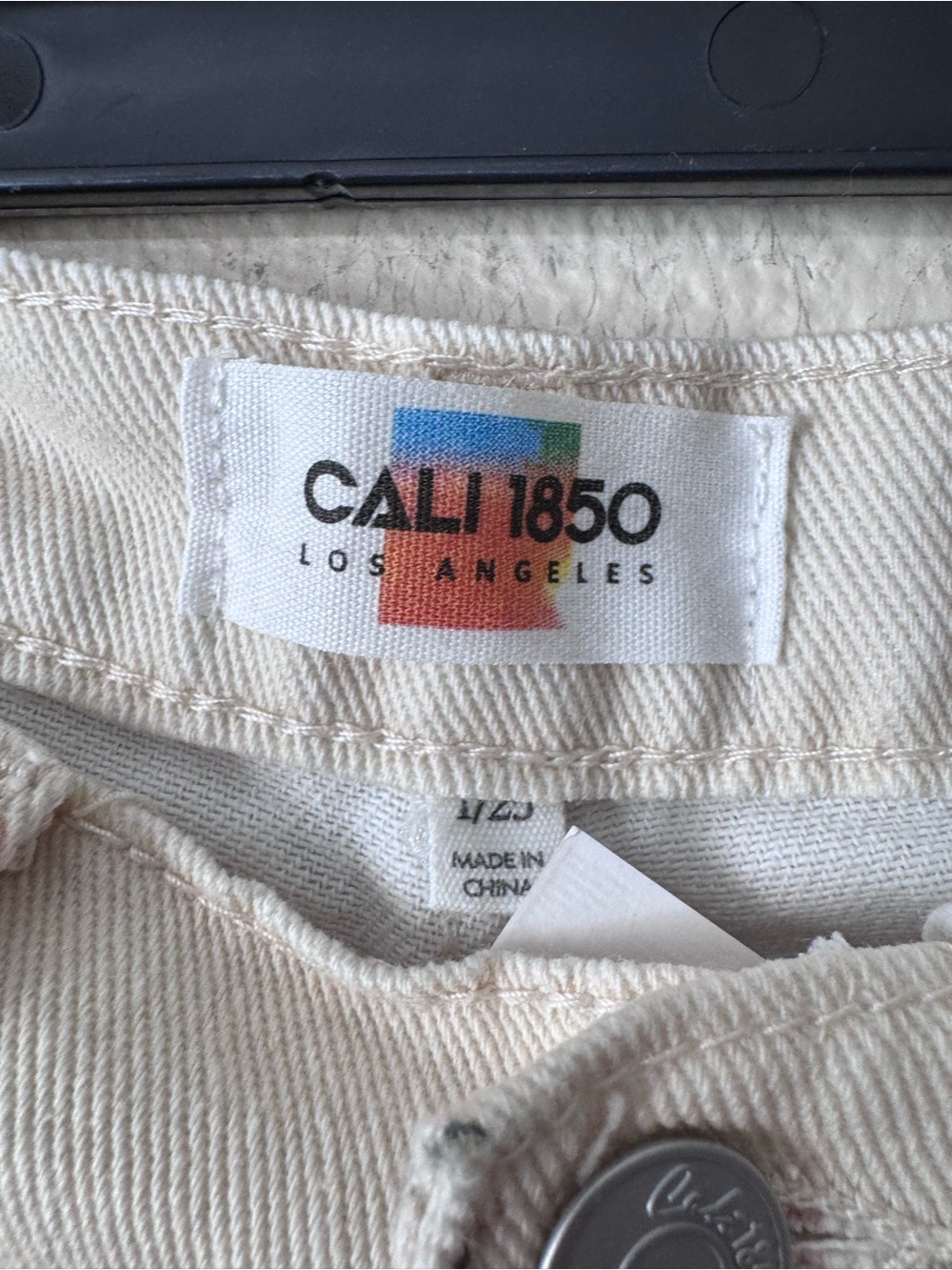 Women's Cream Wide Leg Floral Jeans - Picture 3 of 6